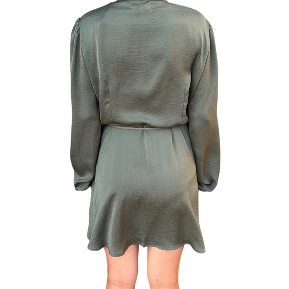 AVEC LES FILLES Anthropologie | Wrap Dress Neck Tie Long Sleeve Olive Gr… - Picture 4 of 12